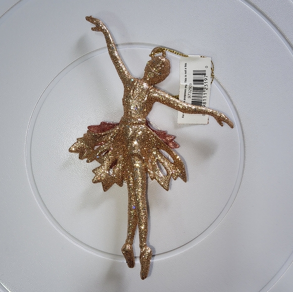 GOLD BALLERINA WITH PINK TUTU ORNAMENT - Picture 4 of 5